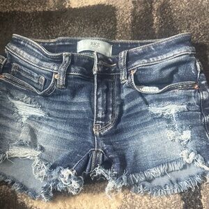 BKE Women's Low rise size 22 Ripped Dark Blue Denim Cutoff Shorts